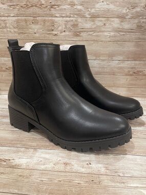 Sugar Black Kelsey Lug Ankle Boots Size 11M NEW